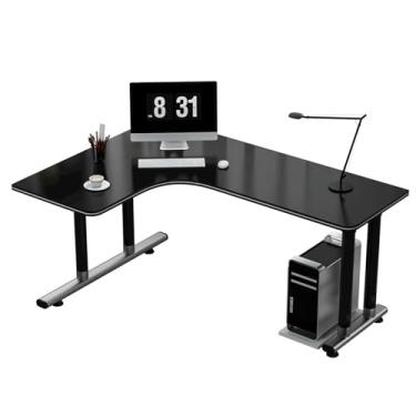 Imagem de Mesa de computador para escritório em casa, canto, mesa, mesa, simples, moderna, estudante, estudo, em forma de L, escritório, quarto, casa (preto esquerdo, 180 x 100 x 75 cm)