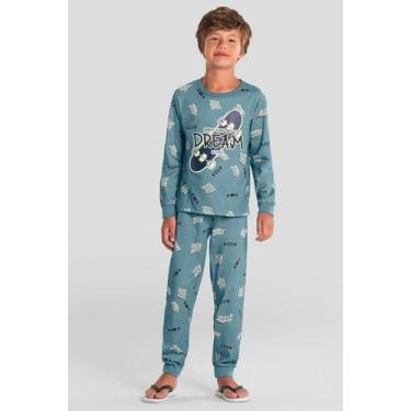 Imagem de Pijama infantil menino de skate brilha no escuro Brandili, 10, Azul