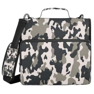 Imagem de YEGAME Fichário camuflado à prova d'água com zíper com alça de ombro, 3 anéis Trapper Keeper com design plano e vários compartimentos para escola e escritório, adultos e crianças