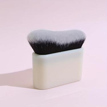 Imagem de Pincel de base branco grande compatível com BB Cream, base líquida e pó - Escova oval de cerdas de nylon (branca)