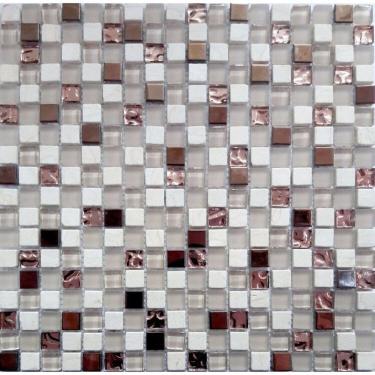 Imagem de Kit 1m² Pastilha de Vidro Marmore 30cm X 30cm Rosé Gold