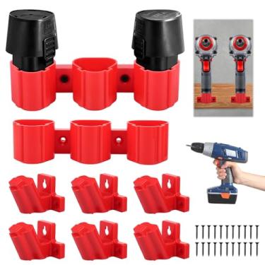 Imagem de Tzdxfgl 8 peças M12 12V suporte de bateria e suporte de ferramentas conjunto de montagem na parede, gancho organizador de ferramentas elétricas de plástico ABS para serra de broca, inclui parafusos