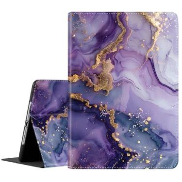 Imagem de Capa para Samsung Galaxy Tab S10 FE Plus 13,1 polegadas modelo 2025 (SM-X620/X626), capa fina dobrável com ativar/hibernar automática para Samsung Galaxy Tab S10 FE Plus, mármore dourado roxo