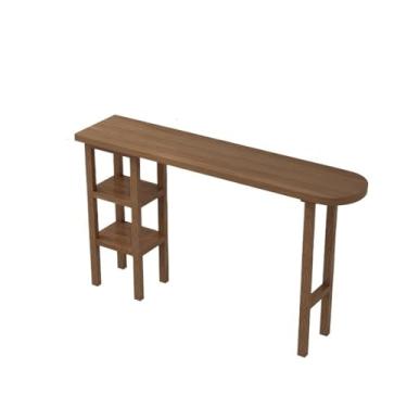 Imagem de Mesa de bar de pinho com rack de armazenamento, mesa de jantar de cozinha de bar de topo alto para festa na sala de estar (180 x 40 x 105 cm)