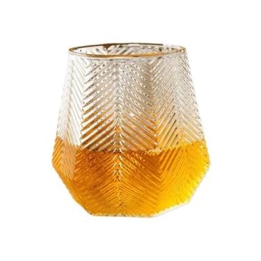 Imagem de Copos de vidro transparente em relevo de 255 g, copos de borossilicato feitos à mão para água, leite, suco, chá gelado, coquetel