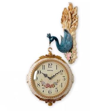 Imagem de x3anggyt5 Relógio de parede de dupla face para sala de estar, relógio decorativo de parede de entrada para sala de estar, quartzo silencioso, decoração de casa