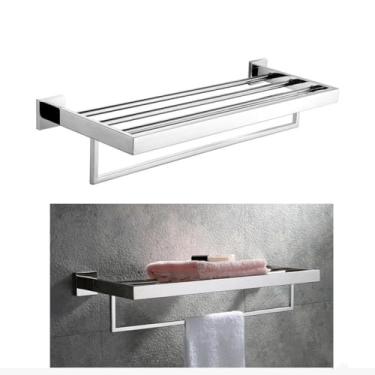 Imagem de Toalheiro de aço inoxidável polido cromado espelhado, suporte de papel higiênico, gancho de barra de toalha, acessórios de banheiro, toalheiro CS