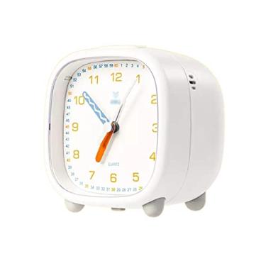 Imagem de x3anggyt5 Despertador para quarto, relógio digital para quarto de criança, lindo relógio de cabeceira com luz noturna, despertador para quarto de crianças e adolescentes relógio de mesa (branco)