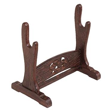 Imagem de U5GAAALPPQ9 Acessórios de mesa Suporte de espada de madeira Suporte horizontal para espada Samurai Suporte de espada Wakizashi Suporte de espada