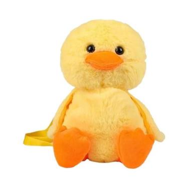 Imagem de Mochila De Pelúcia Pato Amarelo 33cm Kawaii Bichinho De Pelúcia Macio 