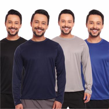 Imagem de Kit 4 Camisas Segunda Pele Proteção Solar Uv Térmica Corrida Bike-Masculino