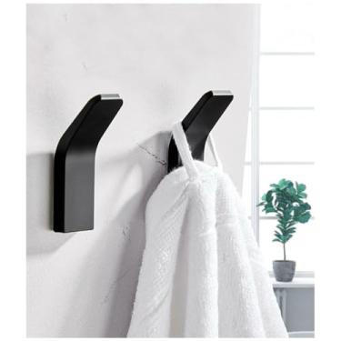 Imagem de Conjunto de ganchos de parede para toalhas, roupas e bolsas, suporte para toalhas, cabide adesivo para roupas.(2,Branco)