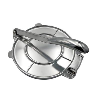 Imagem de GLOGLOW Prensa de Tortilha para Eletrodomésticos de Bancada, 8 Polegadas, Liga de Alumínio, Serviço Pesado, para Massa de Milho e Tortilhas Caseiras, Utensílios de Cozinha Pretos (Prata)