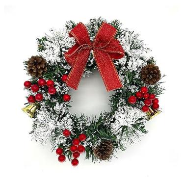 Imagem de AYNEFY Guirlanda de Decorações para Festivais de Férias Material PET Premium Ornamento Suspenso de Inverno de 12 Polegadas Com Frutas e Pinhas para Decoração de Férias Porta Frontal de Natal (20cm)