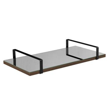 Imagem de Bandeja Espelhada 25x50cm Borda Infinita Castanho Com Alça Preta