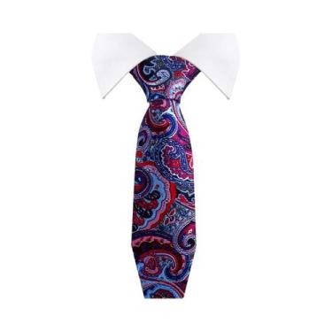 Imagem de Gravata Masculina Slim Paisley De 36 Cores, Luxuosa, Azul Vintage, Par