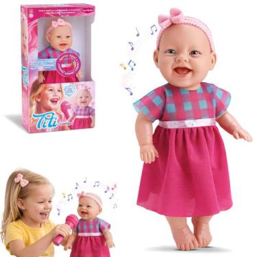 Imagem de Boneca Titi Cantiga Menina Canta Brinquedo Atoxico Fala Laço - BAMBOLA