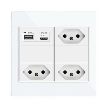 Imagem de Tomada De Energia Padrão Brasileiro 10A 20A 110V-250V Com Painel De Vi