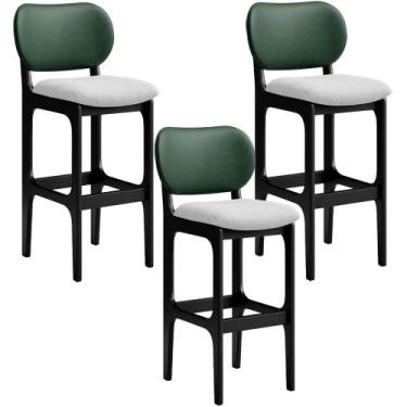 Imagem de Kit 3 Banquetas Alta Bar Cozinha Sala Jantar Betta L02 Preto Facto Ver