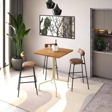 Imagem de Mesa Bistrô Quadrada Orgânica Soho 80cm Est.Champanhe - Metalig