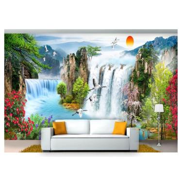 Imagem de Papel De Parede Paisagem Digital Cachoeira Sol  Dah58