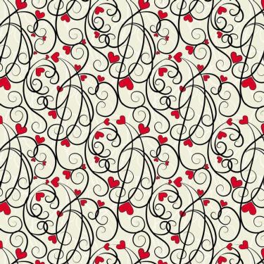 Imagem de Papel De Parede Corações Linhas Pretas Adesivo Quarto Sala