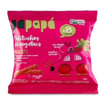 Imagem de Papapá, Palitinho de vegetais infantil (Biscoito), Orgânico, Sabor Beterraba & Grão de Bico, 20g, Roxo