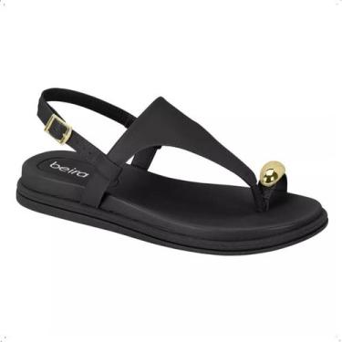 Imagem de Sandália Beira Rio Chinelo Rasteira Dedo Confortável, Preto, 36