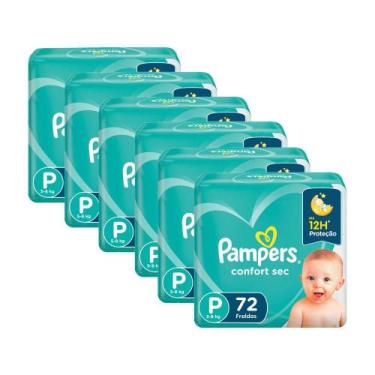 Imagem de Kit 6 Fraldas Pampers Confort Sec Super Tamanho P 72 Unidades