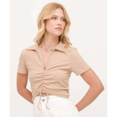 Imagem de Blusa Cropped Feminina Polo Drapeado Manga Curta Maris-20042 - Marisa,