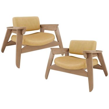 Imagem de Kit 2 Poltronas Decorativa Para Sala Living Concept L02 Nature Couríssimo Casco Fendi - Lyam Decor