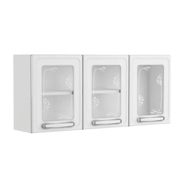 Imagem de Armário Aéreo De Aço 3portas Vidro Branco Evidence Bertolini Branco