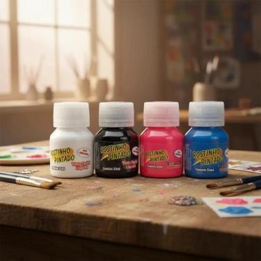 Imagem de Kit 4 Tinta Pintura Facial 35ml Rostinho Pintado Kids