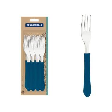 Imagem de Jogo de Garfos de Mesa Tramontina Inox Leme 12 Peças, Azul, 12