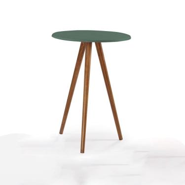 Imagem de Mesa de Apoio Grande Tripé Pé Palito Hannover - Verde Musgo/Imbuia Glazer