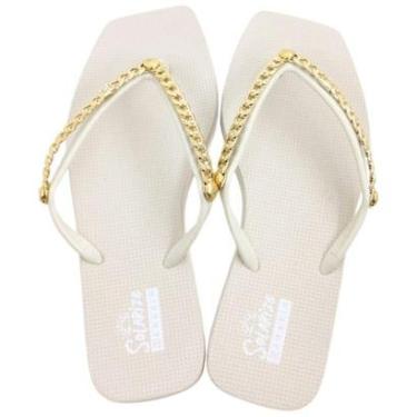 Imagem de Chinelo Ramarim Casual Bico Quadrado com Aplique de Corrente Feminino-Feminino