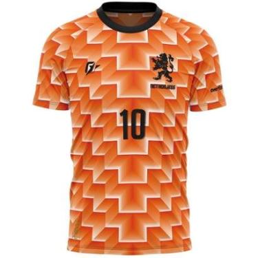 Imagem de Camiseta Filtro UV Holanda Copa Torcedor Retrô Euro 1988-Masculino