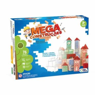 Imagem de Jogo Interativo Infantil Mega Construções 76 Peças de Madeira +3 Anos 