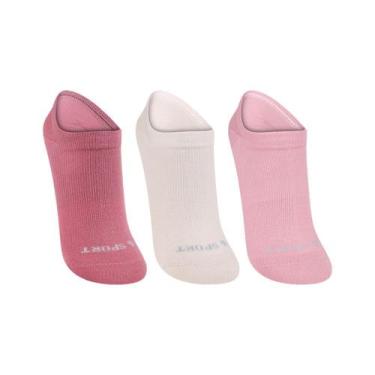 Imagem de Kit 3 Meias Lupo Sport Sapatilha Feminina 3171-089, Malva, Branco, Ros