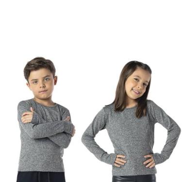 Imagem de Blusa Infantil Térmica Unissex Inverno Básica Lisa Cinza - VRASALON, 2