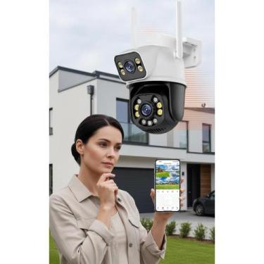 Imagem de 2x Câmera IP Dupla Giratória Wi-Fi HD App Visão Noturna - Congratulati