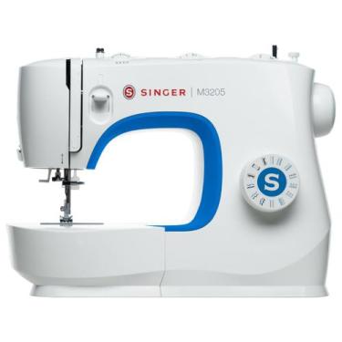 Imagem de Máquina de Costura M3205 - Singer, Branco e Azul, 110V