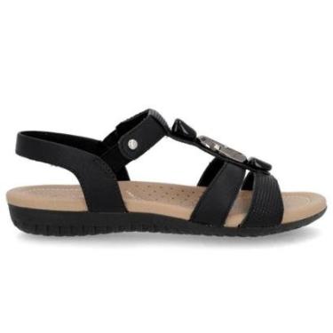 Imagem de Sandália Feminina Usaflex R1879 Couro Rasteira Com Enfeite-Feminino