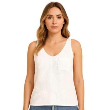 Imagem de Regata de Tricô Vih Triny Larga com Bolsinho Ponto Fang Moderno-Feminino