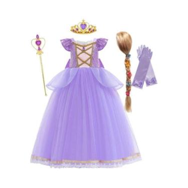 Imagem de Vestido De Princesa Azul Roxo Para Meninas, Fantasia De Cinderela Com 