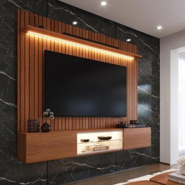 Imagem de Painel com Rack Milano para TV até 70 com LED, Nicho Iluminado, Pratel