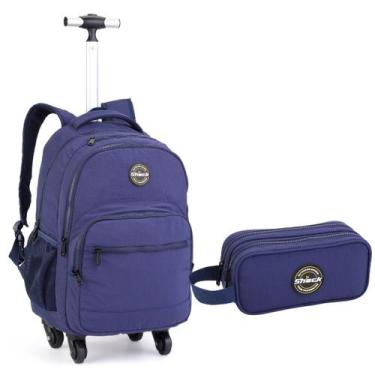 Imagem de Kit Mochila Rodinhas Estojo Masculina Para Laptop Shock - Seanite, Azu