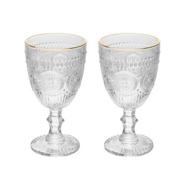 Imagem de Conjunto de Taças de Vidro Transparente Mandala Fio de Ouro 320ml  - W