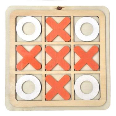 Imagem de Jogo Da Velha Tabuleiro De Madeira Brinquedo Educativo 14x14cm 46g Tin