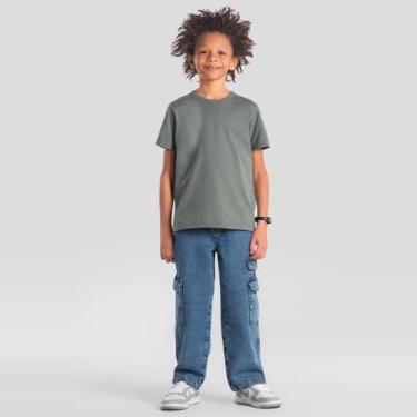 Imagem de Calça cargo jeans infantil menino Brandili, 6, Azul